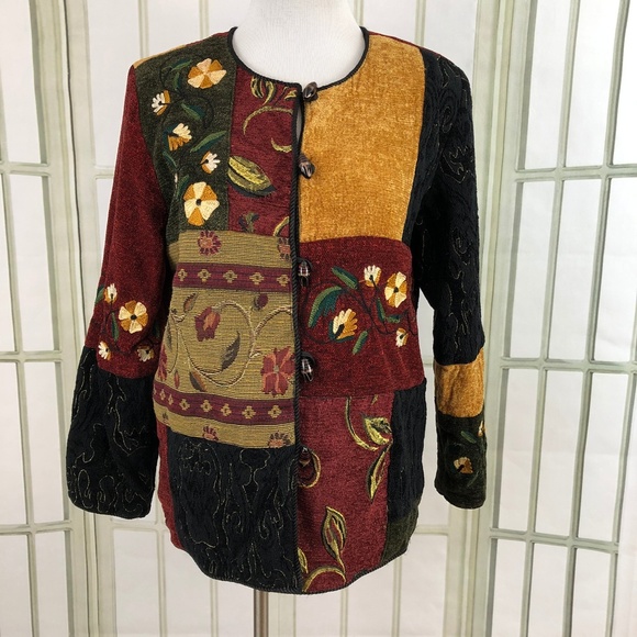 Indigo Moon Jackets & Blazers - Tapestry Embroidered Patchwork Motif Jacket